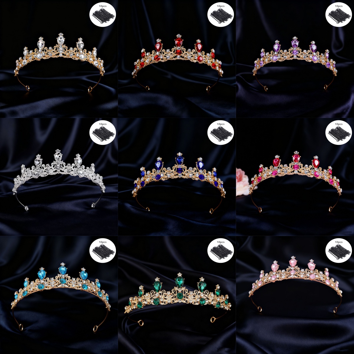 Event & Party Supply - Tiara da Sposa Vintage con Strass,