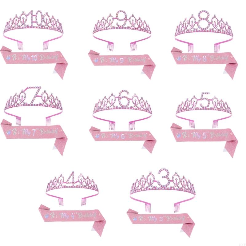 Birthday Sash Glitter - Set diademi e fascia per compleanno