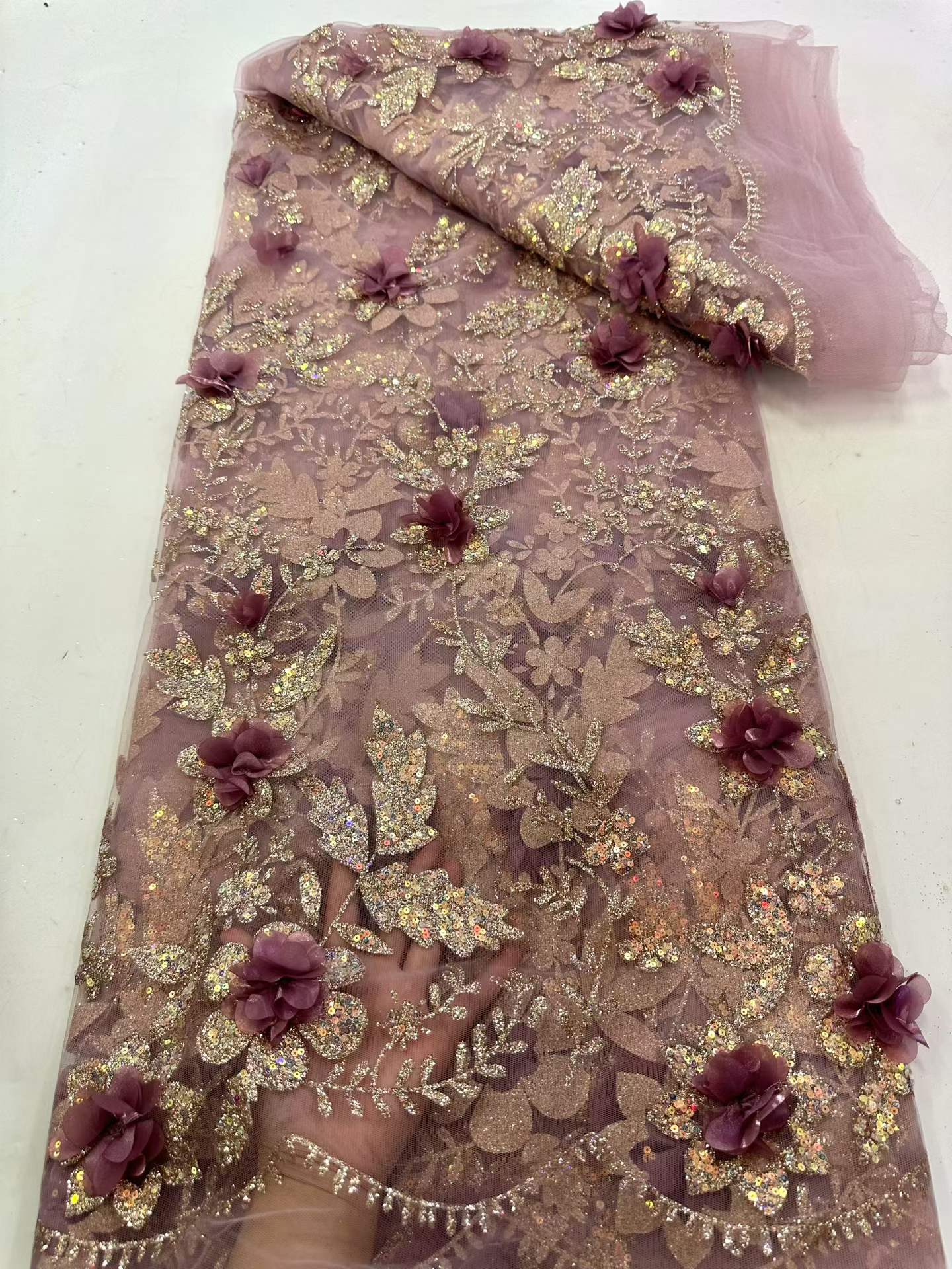 Glitter Tablecloth - Tessuto in pizzo africano ricamato con