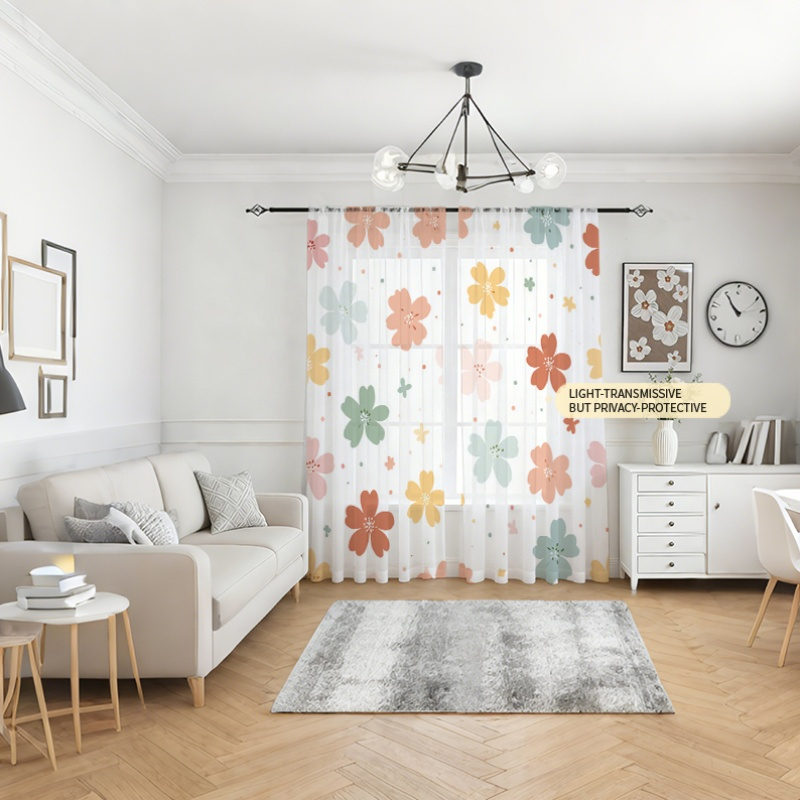 2 Pezzi Tende Trasparenti con  - Flower Wall Panel recensione e prezzo